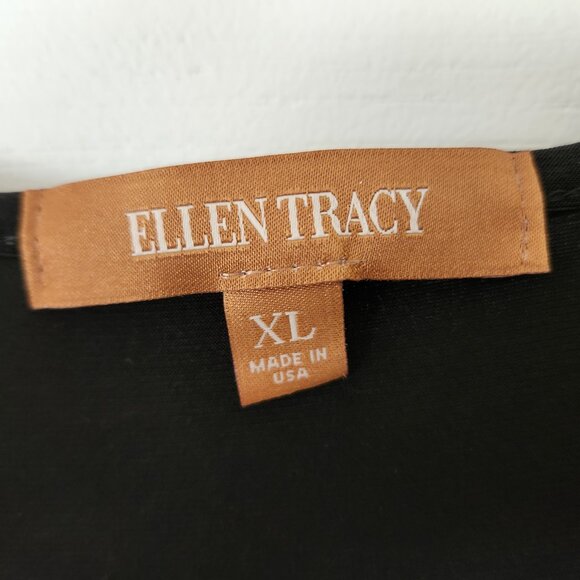 Ellen Tracy Scoop Neck Cap Slv Front Ruffle Casual/Dressy Pullover Top XL Black - Picture 4 of 7
